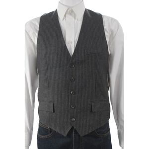 Alexander McQueen Men Gray Wool Striped Vest Size 50